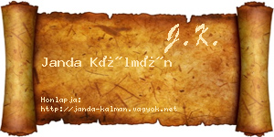 Janda Kálmán névjegykártya